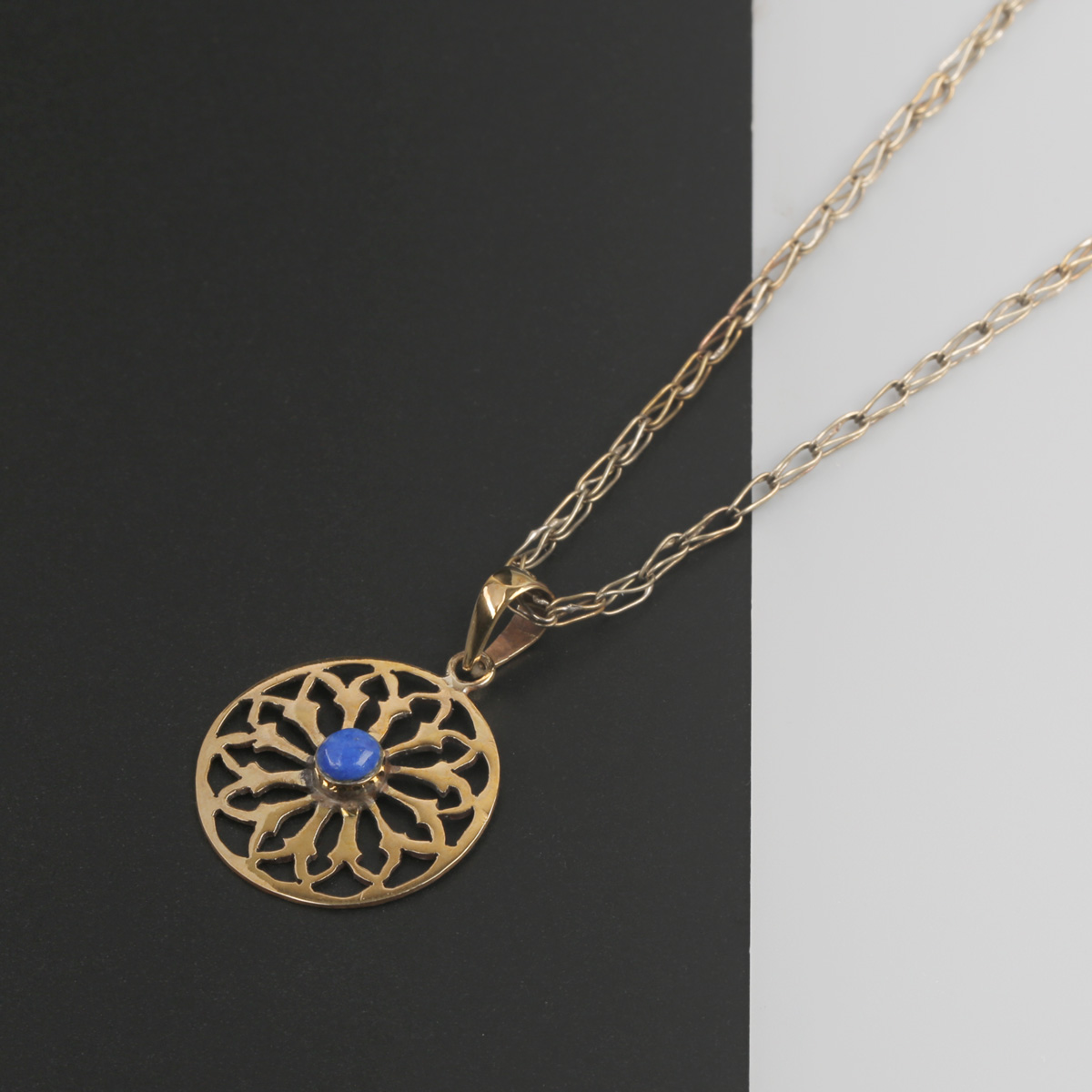 Linning Lapis Stone Necklace | Brass Necklace