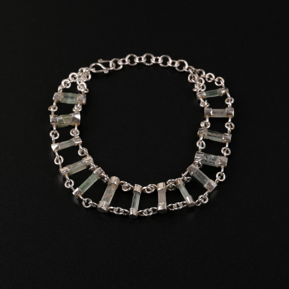 Turmaline Rough Bracelet | Silver Chain Bracelet