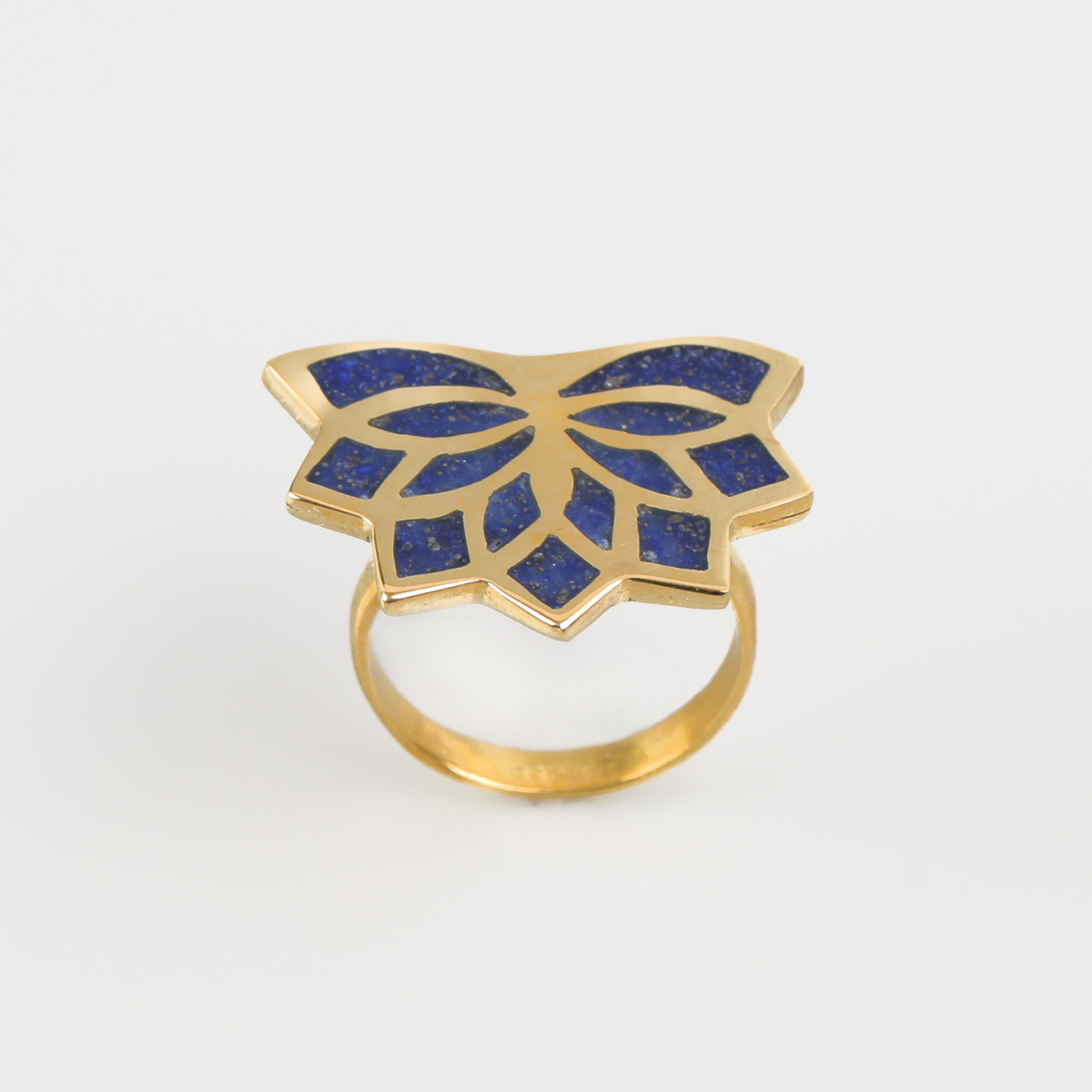 Floral Cut Ring | Lapis Brass Ring