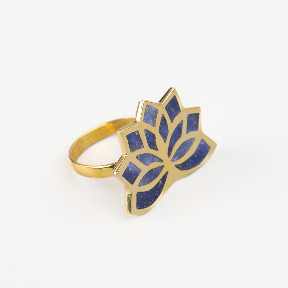 Floral Cut Ring | Lapis Brass Ring