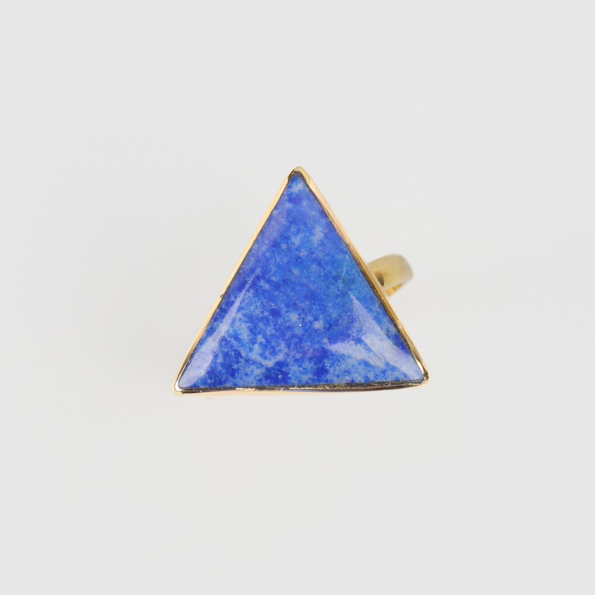 Triangle Brass Ring | Blue Lapis Ring