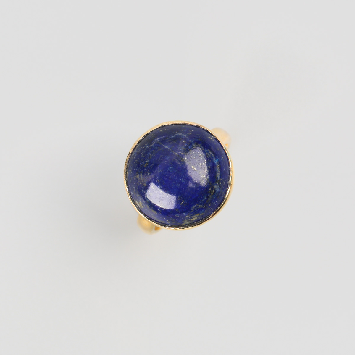 Round Shape Lapis Ring | Brass Golden Ring