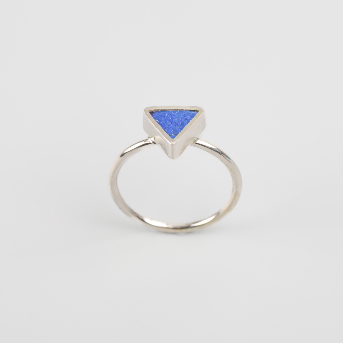 Triangle Lapis Ring | Silver Ring