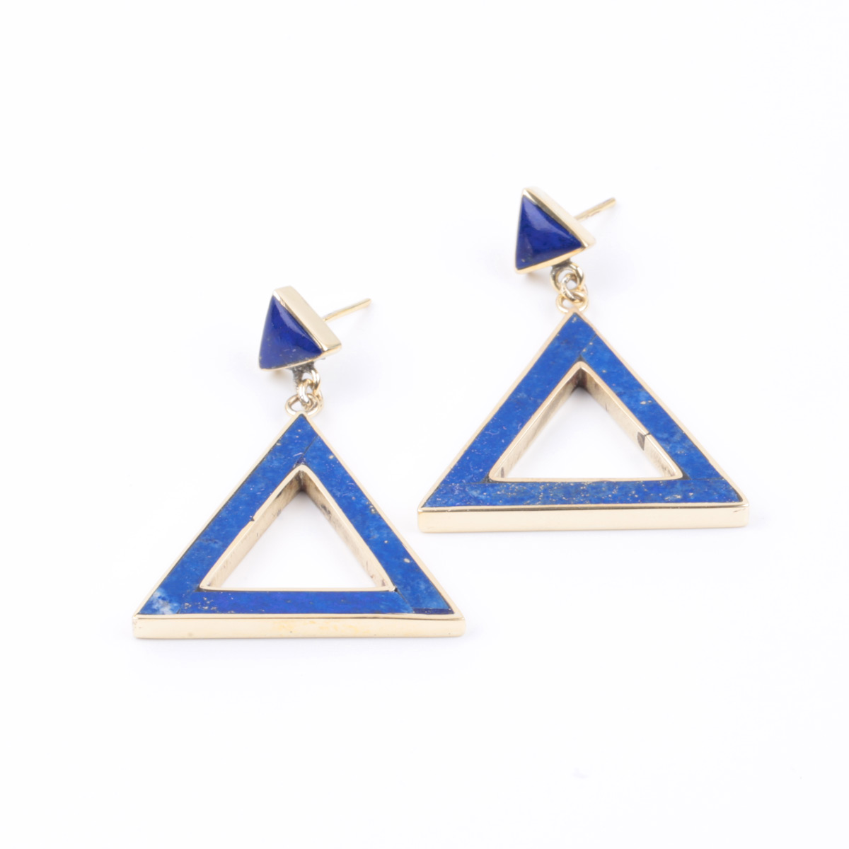 Lapis Brass Ring and Earring Set