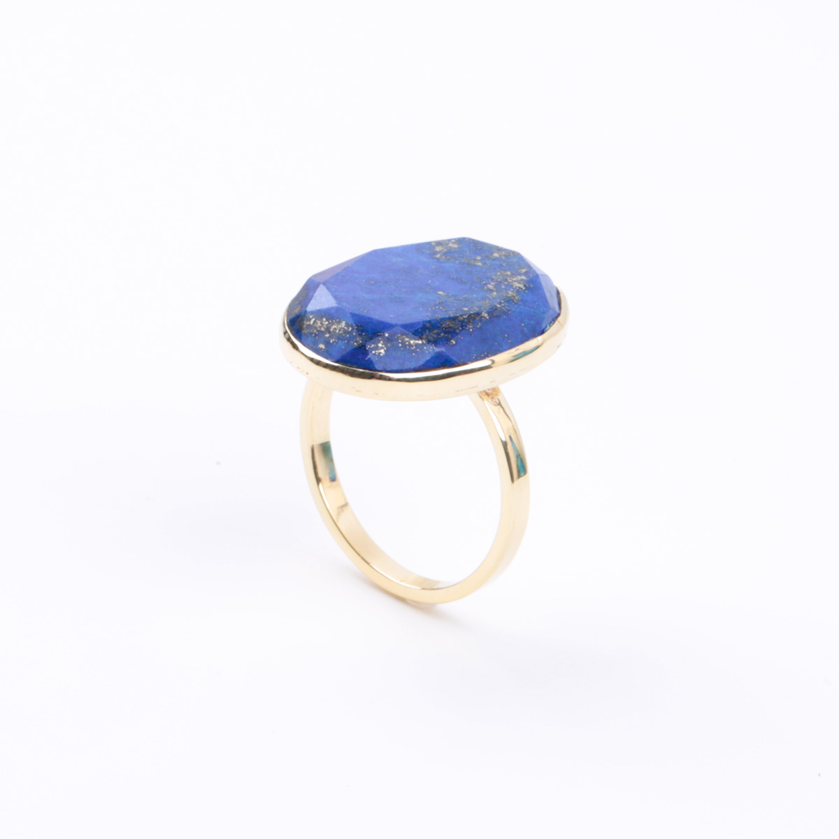 Lapis Brass Ring and Earring Set