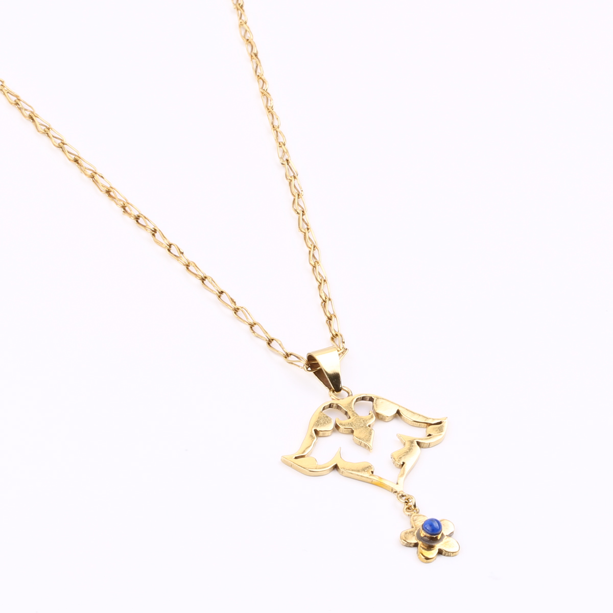 Lapis Gold Plated Necklace | Brass Butterfly Pendant