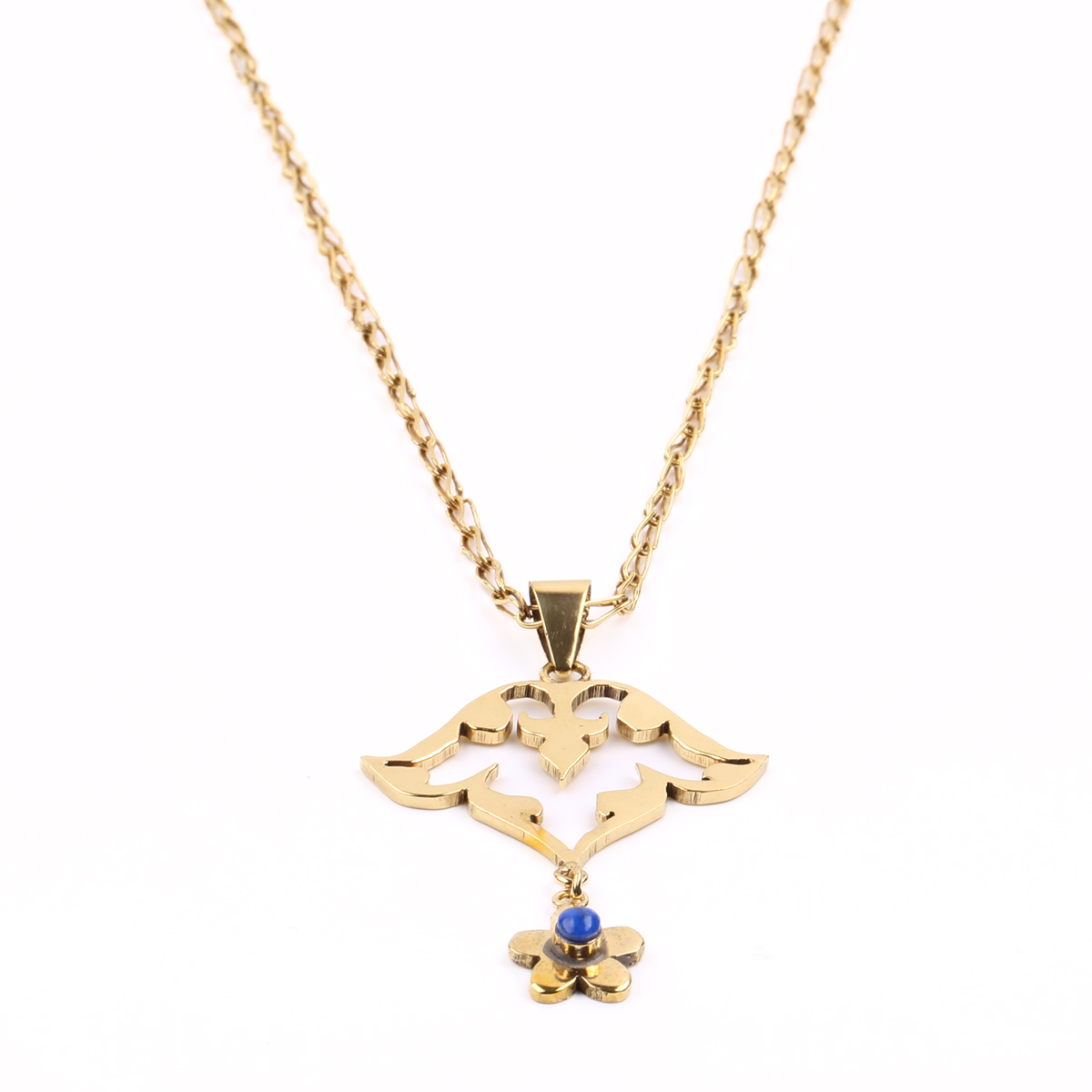 Lapis Gold Plated Necklace | Brass Butterfly Pendant