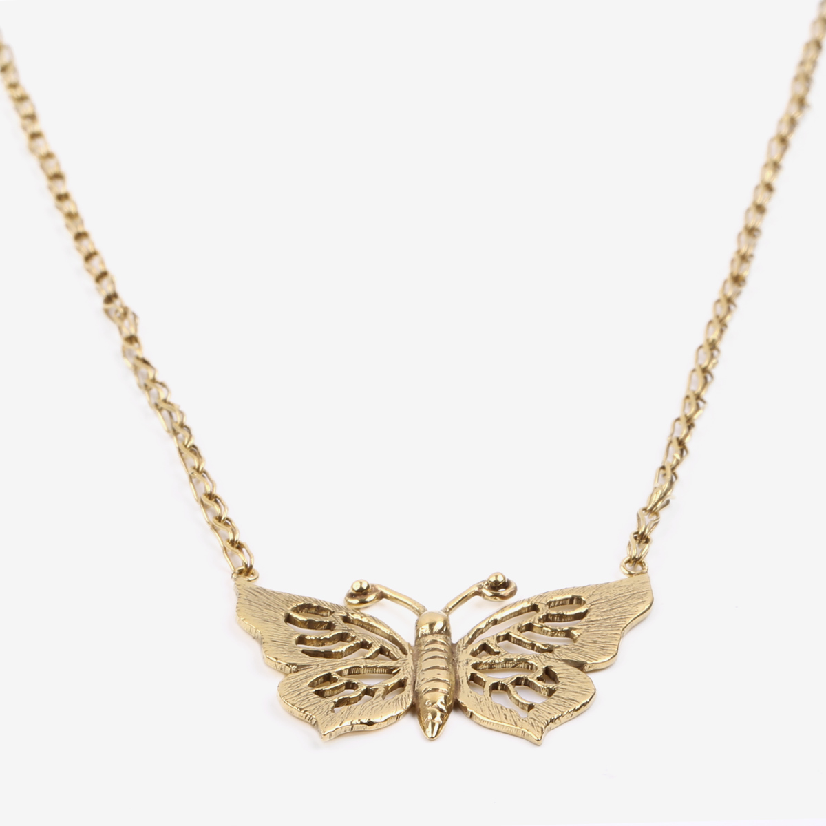 Brass Butterfly Pendant | Gold Plated Necklace