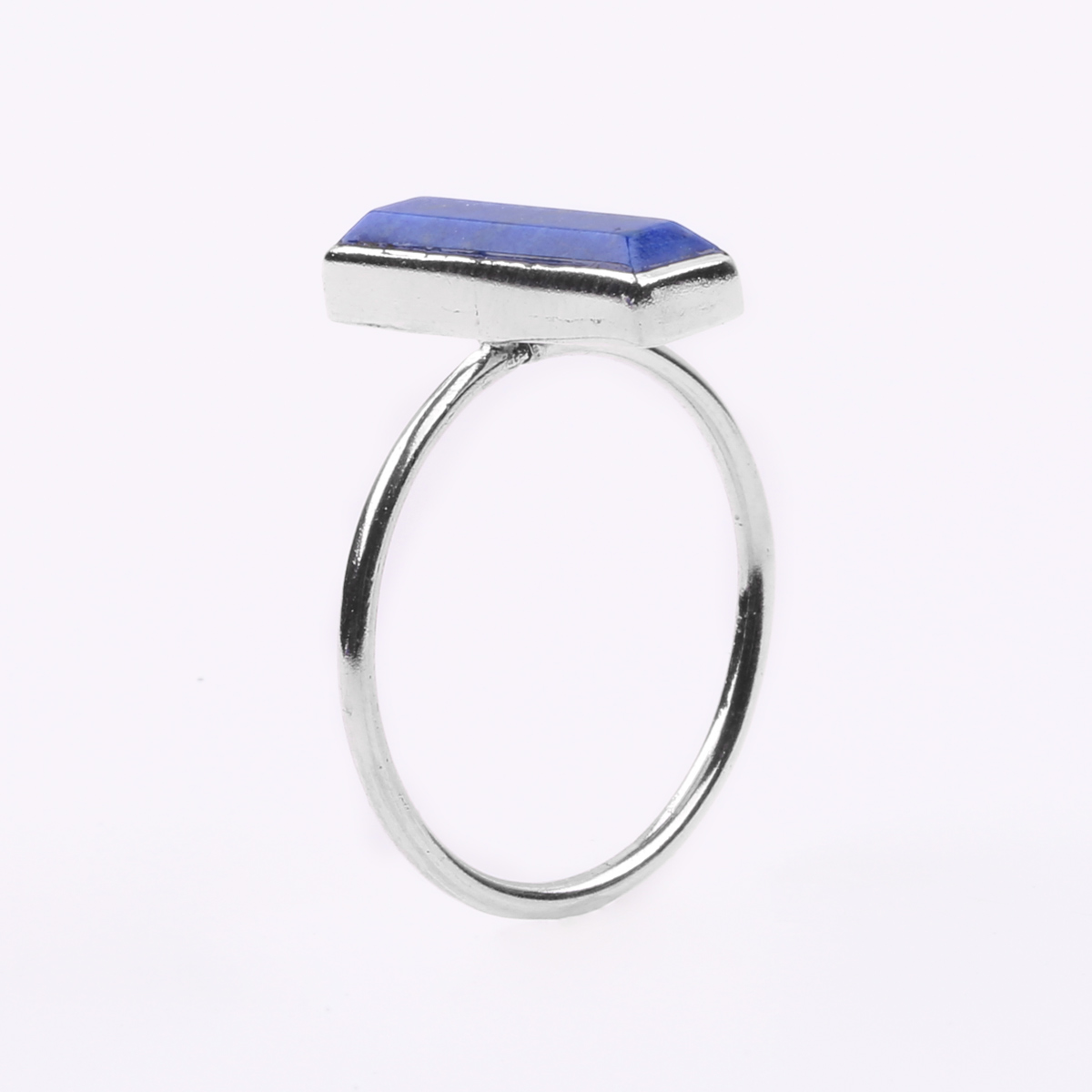 Lapis Silver Ring | Rectangle Cut Ring 