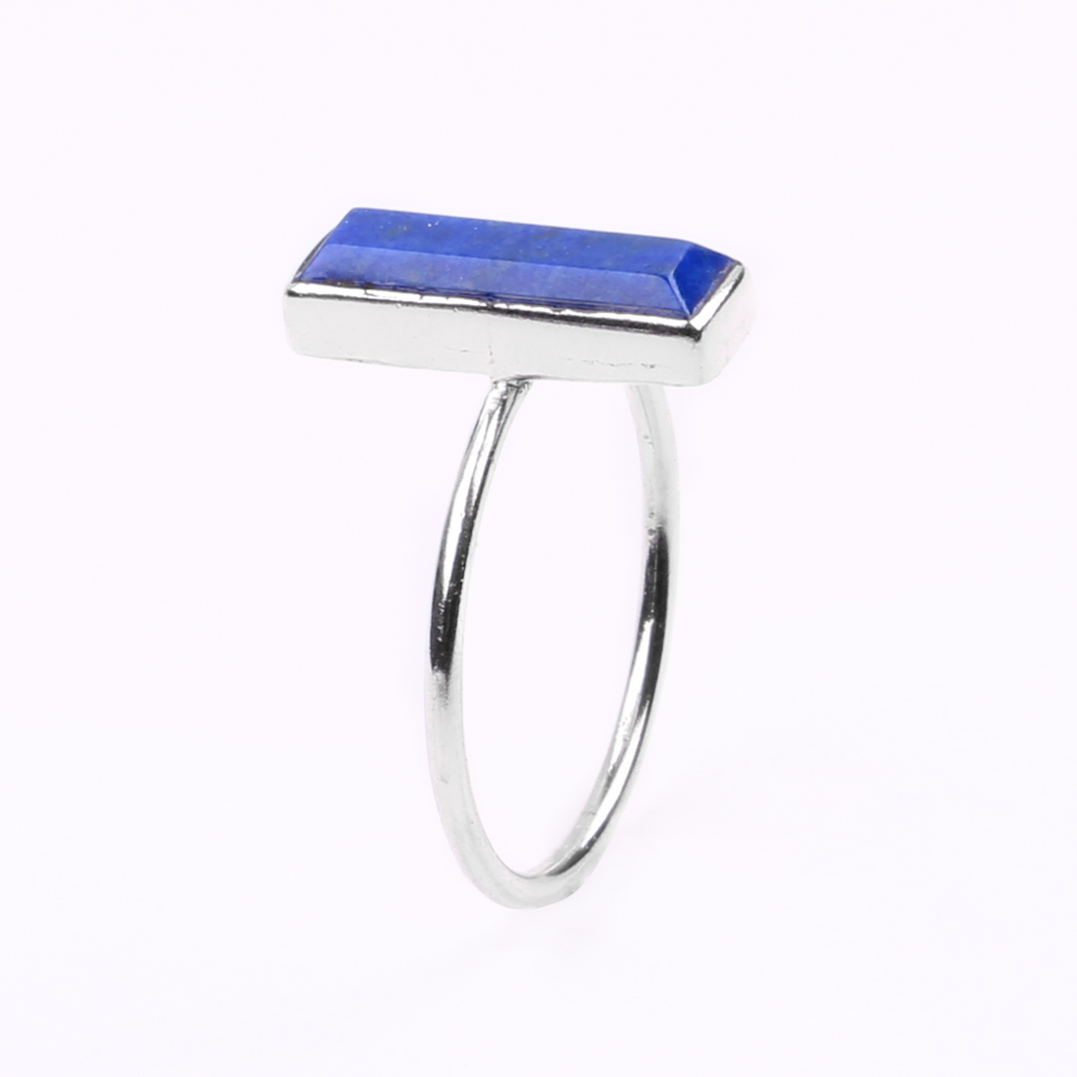 Lapis Silver Ring | Rectangle Cut Ring 