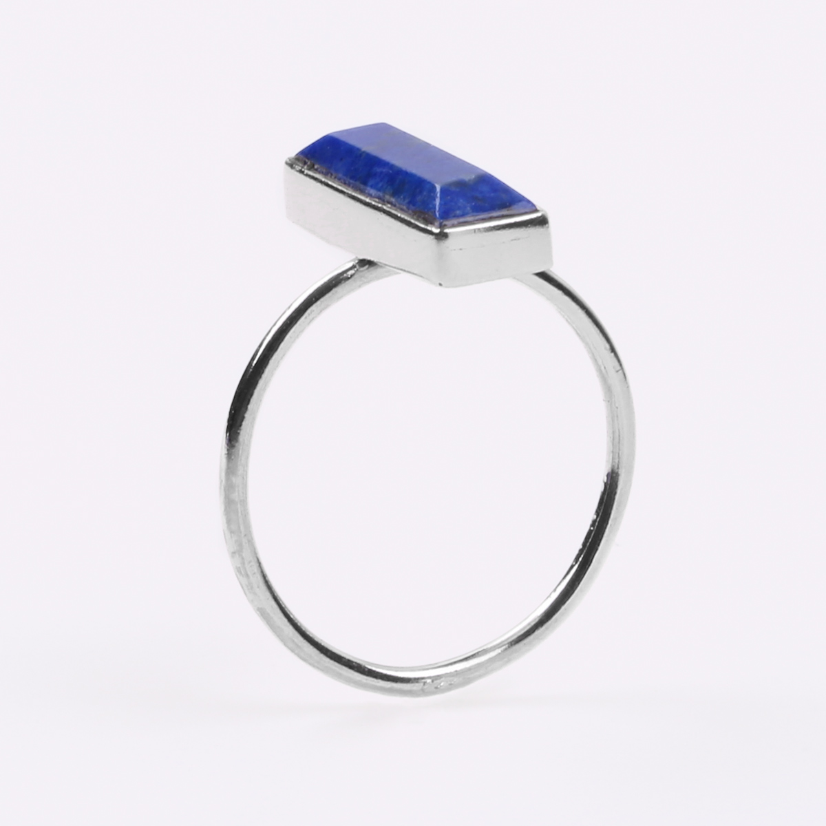 Lapis Rectangle Ring | Silver Single Stone Ring 