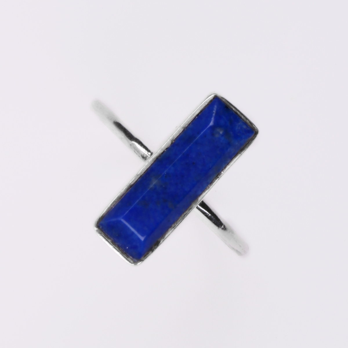 Lapis Rectangle Ring | Silver Single Stone Ring 