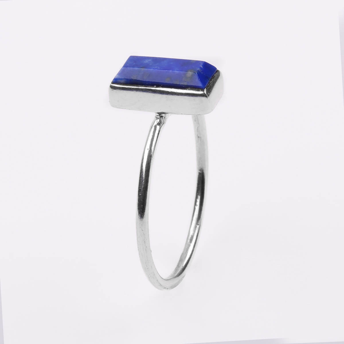 Silver Lapis Stone Ring | Rectangle Design Ring