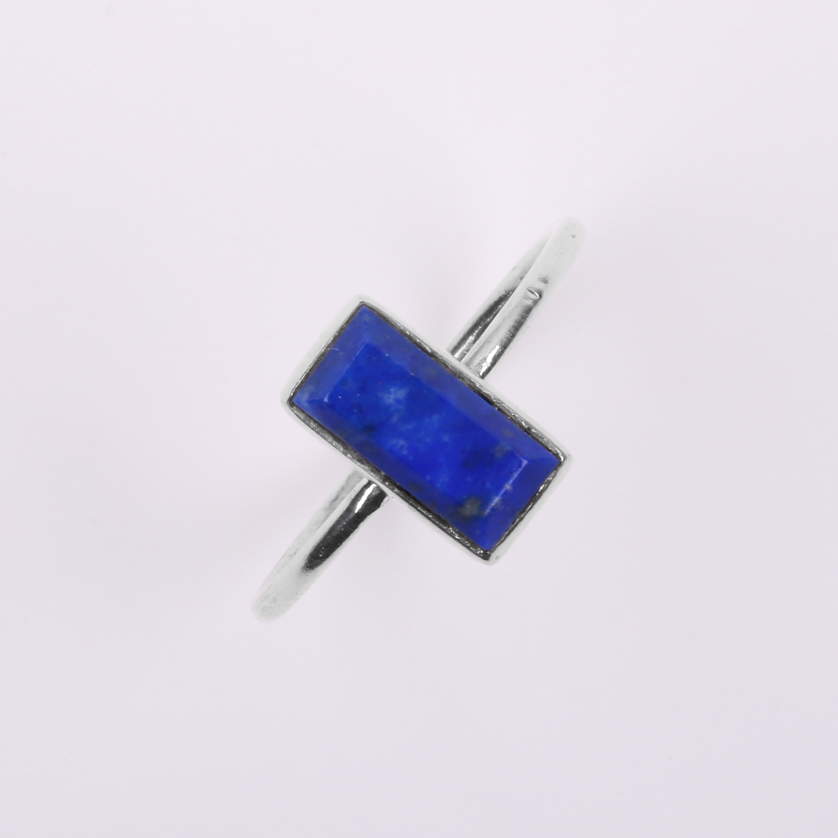 Silver Lapis Stone Ring | Rectangle Design Ring
