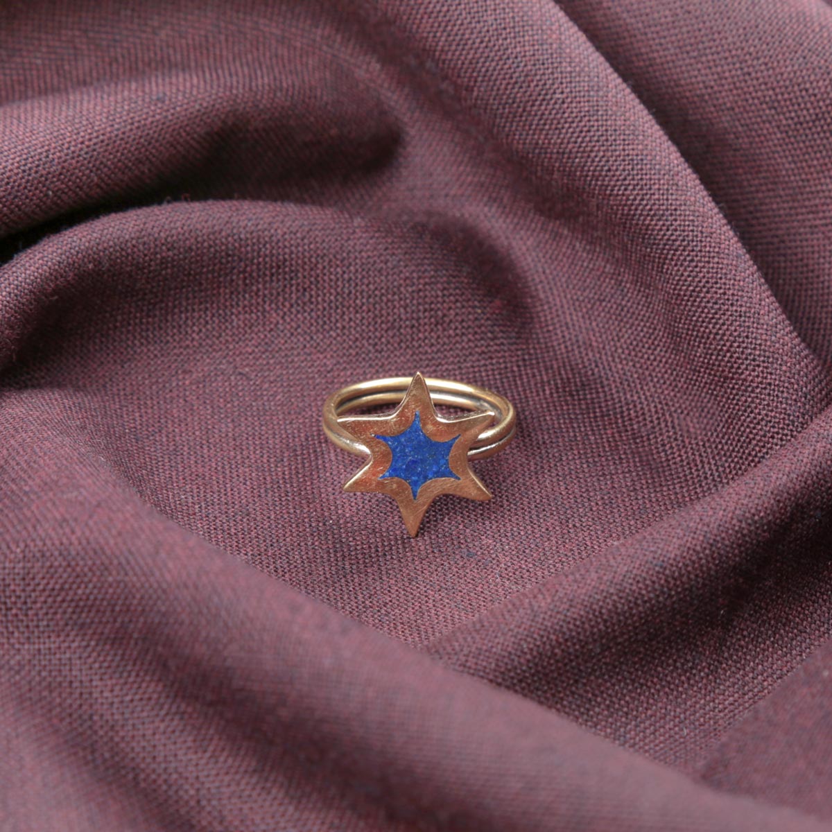 Lapis Lazuli Star Design Jewelry Set | Gold Plated Earrings & Ring 