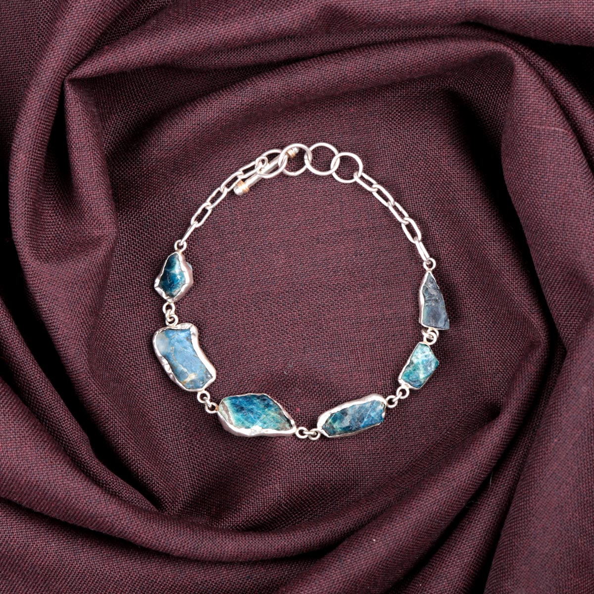 Blue Rough Aquamarine Pear Shape Jewelry Set | Silver Necklace, Earrings & Bracelet