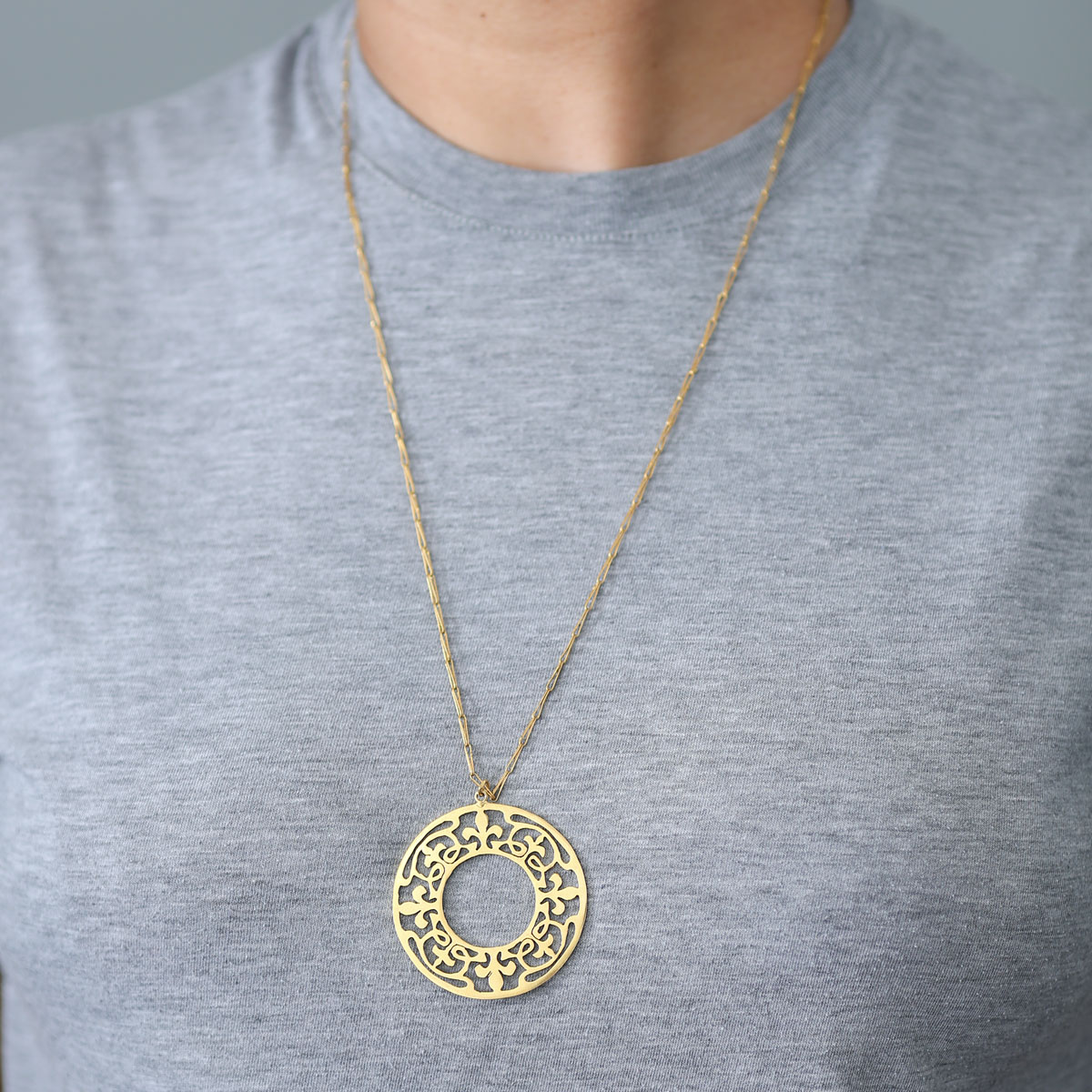 Brass Drop Pendant | Silver Round Locket