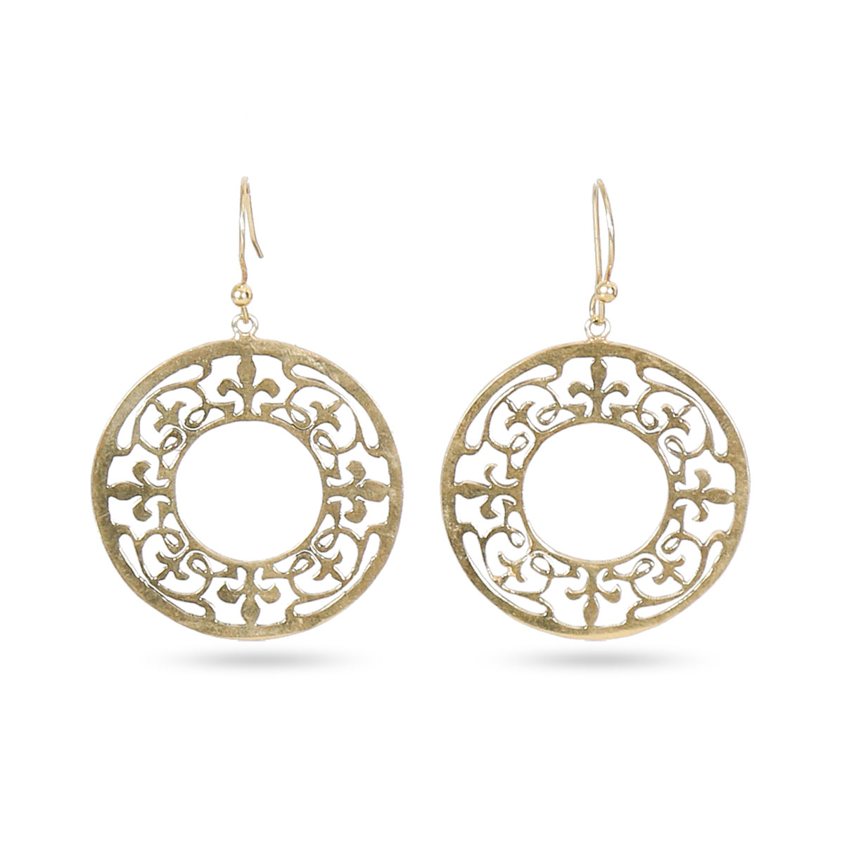 Circular Gold Plated Earrings | Brass Hook Earrings