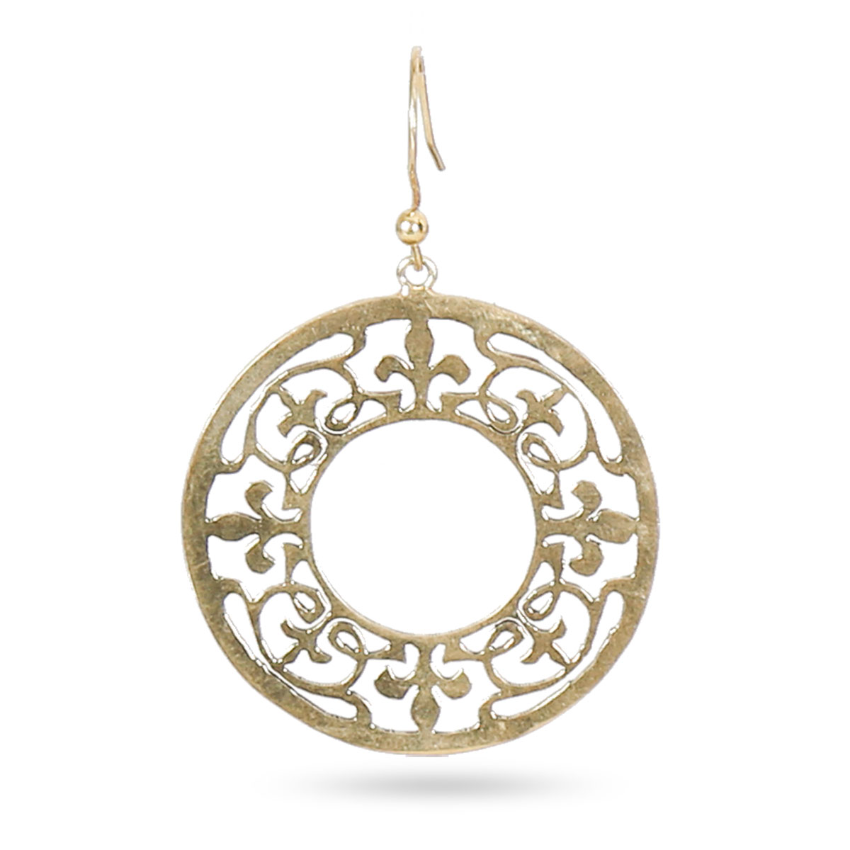 Circular Gold Plated Earrings | Brass Hook Earrings