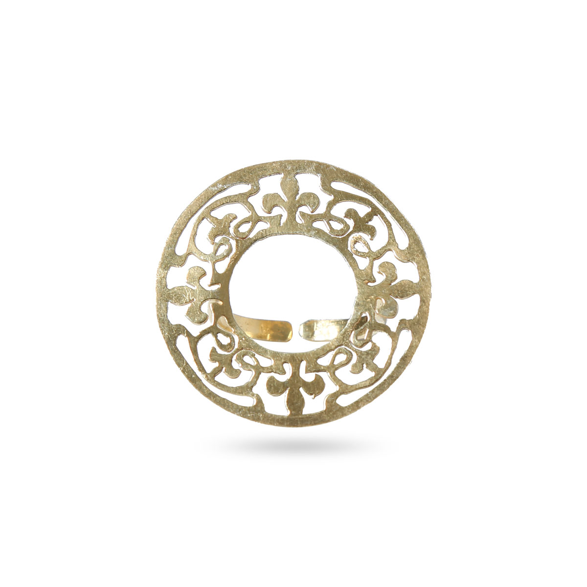 Circular Gold Plated Ring | Brass Engraved Ring