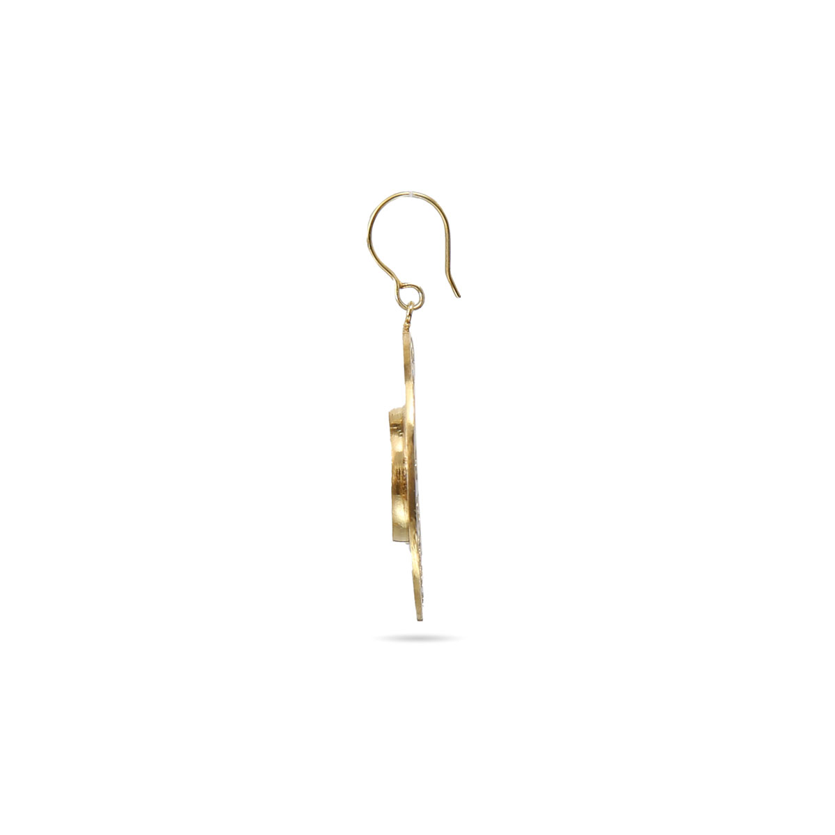 Blue Turquoise Brass Earrings | Gold Plated Round Hook Earrings 