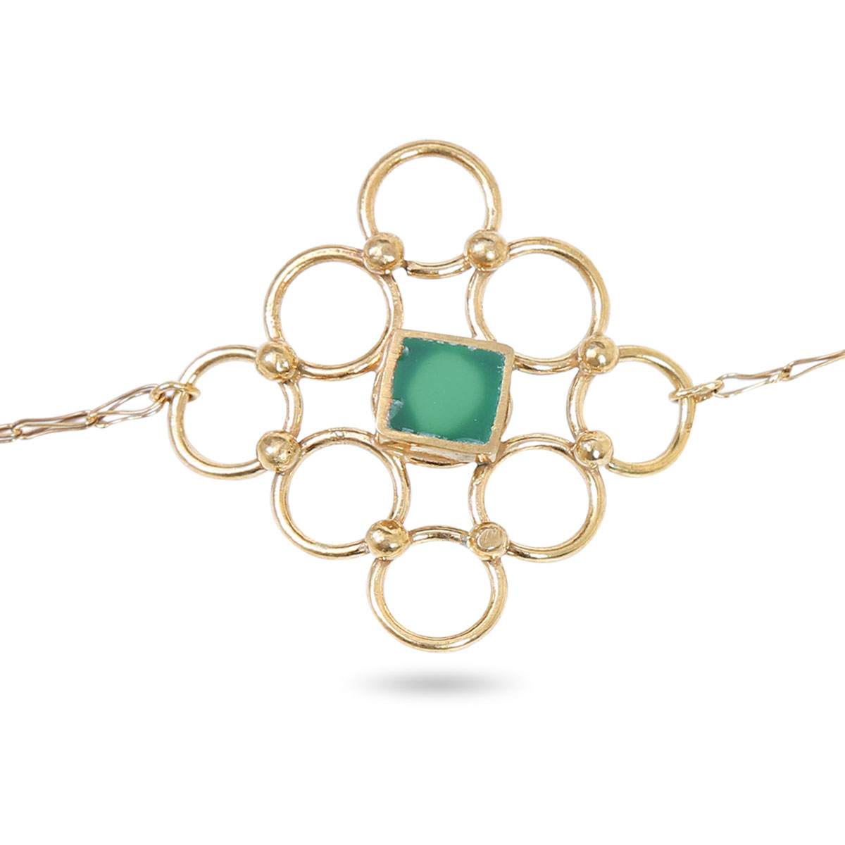 Green Agate Stone Bracelet | Gold Plated Chain Bracelet