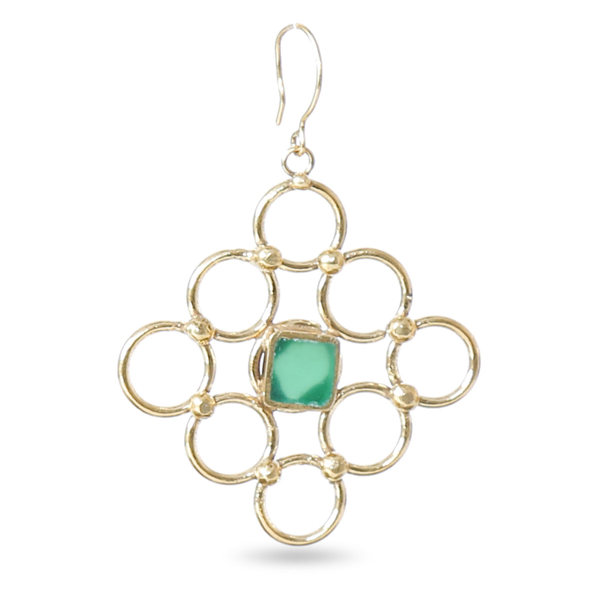 Green Agate Dangle Earrings | Gold Plated Hook Earrings