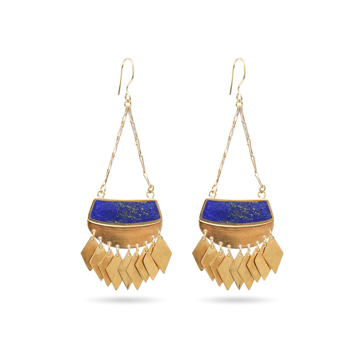 Lapis Lazuli Stone Silver Jewelry Set | Vintage Drop Pendant, Earrings