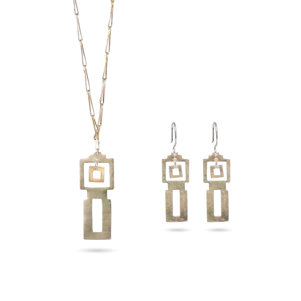 Gold Plated Jewelry Set | Afrah Design Pendant & Earrings 