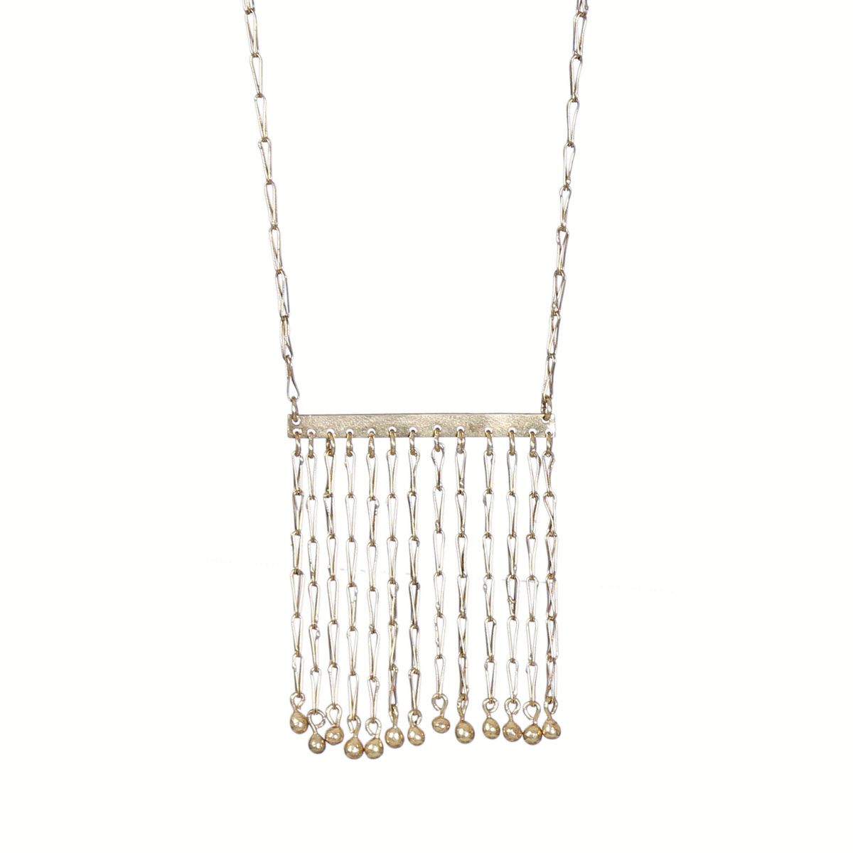 Turkmen Gold Plated Drop Locket| Silver Sautoir Pendant