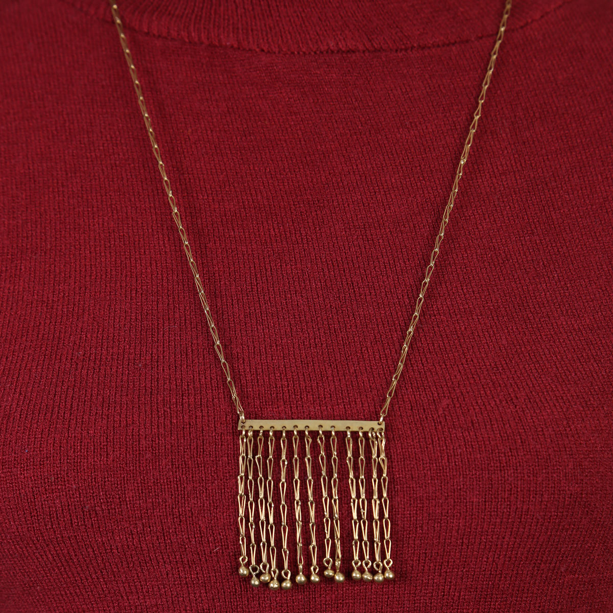 Turkmen Gold Plated Drop Locket| Silver Sautoir Pendant