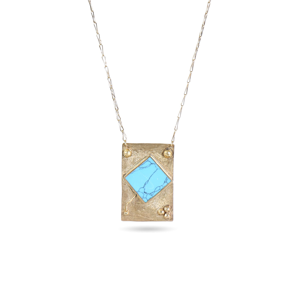 Blue Turquoise Stone Jewelry Set | Silver Pendant, Ring & Bracelet
