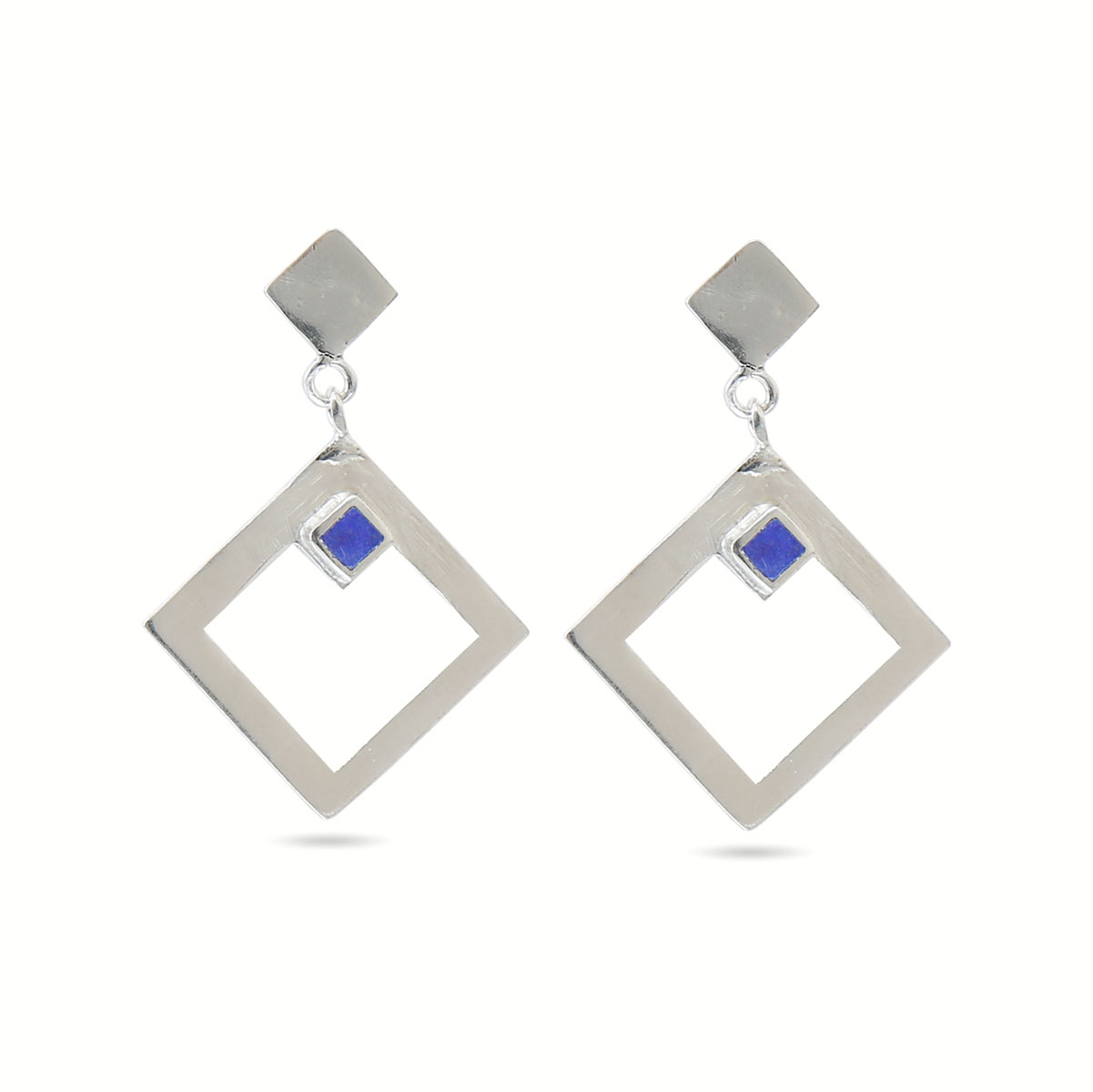 Lapis Lazuli Dangle Earrings | Marquise Silver Earrings