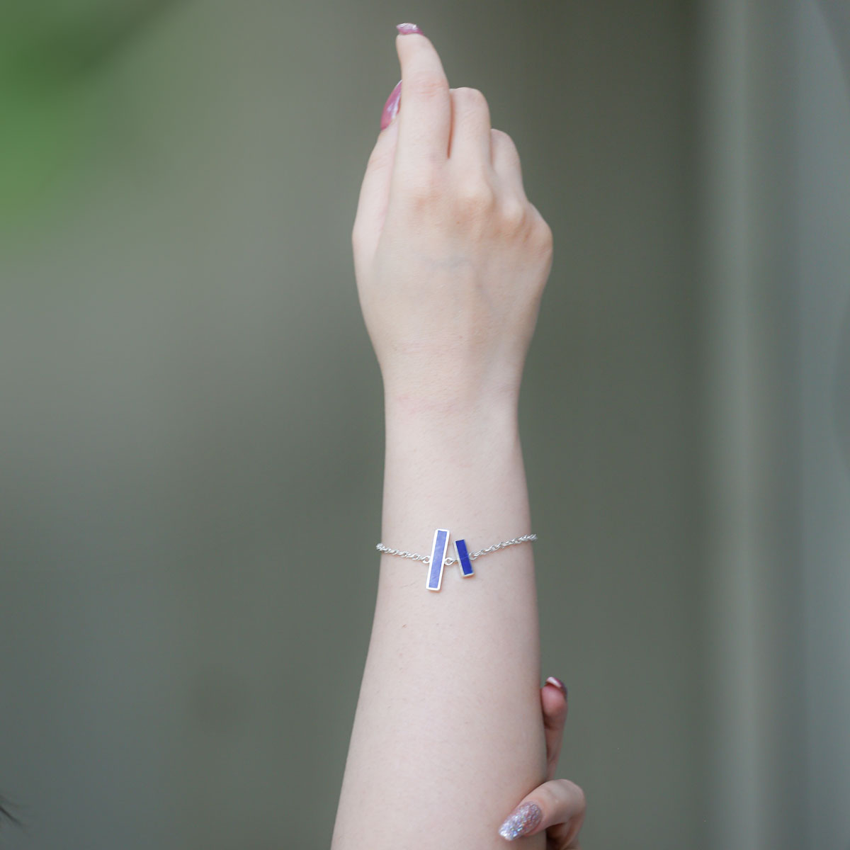 Lapis Stone Silver Bracelet | Birthstone Chain Bracelet