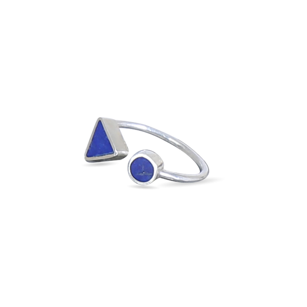 Lapis Stone Ring | Silver Two-Stone Ring  