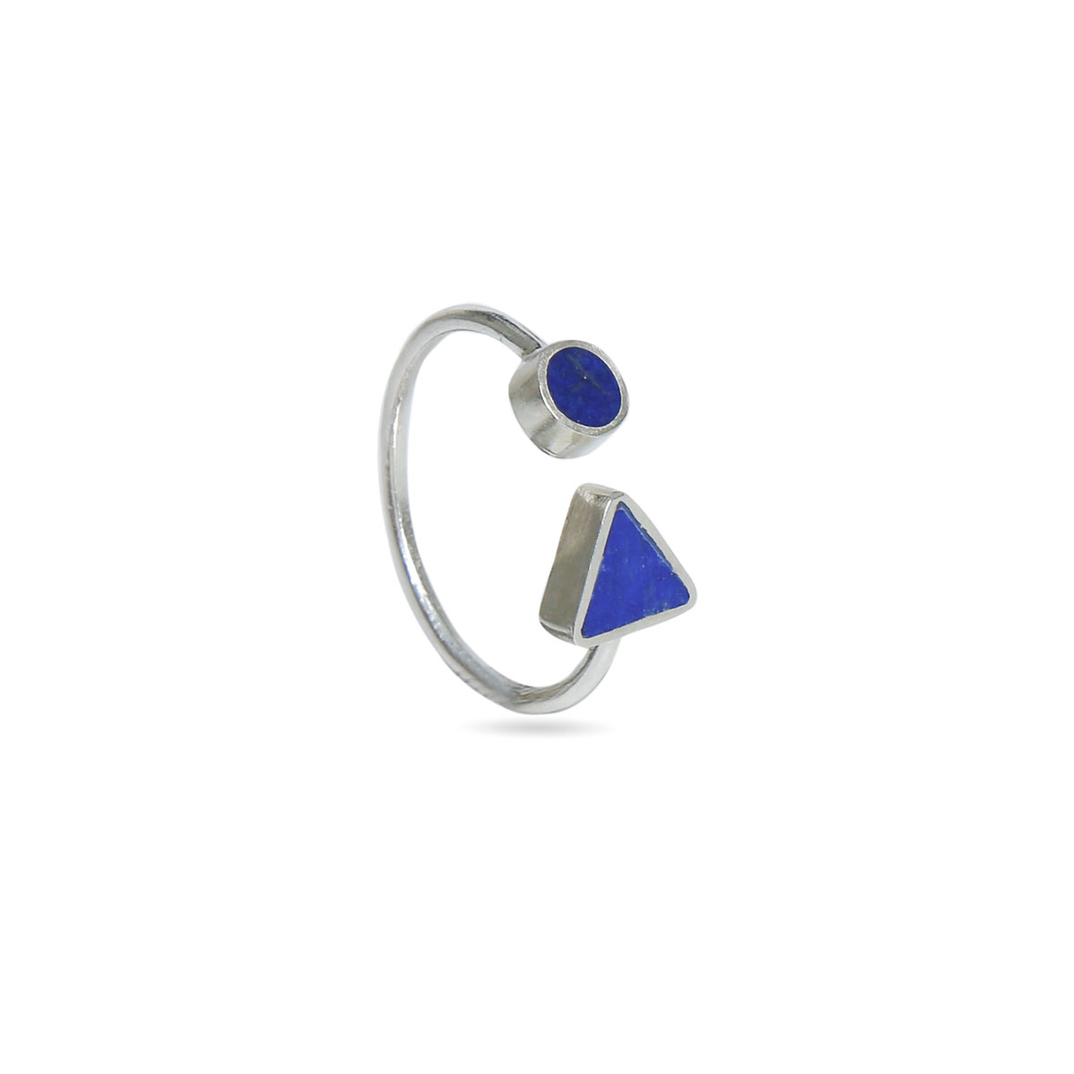Lapis Stone Ring | Silver Two-Stone Ring  
