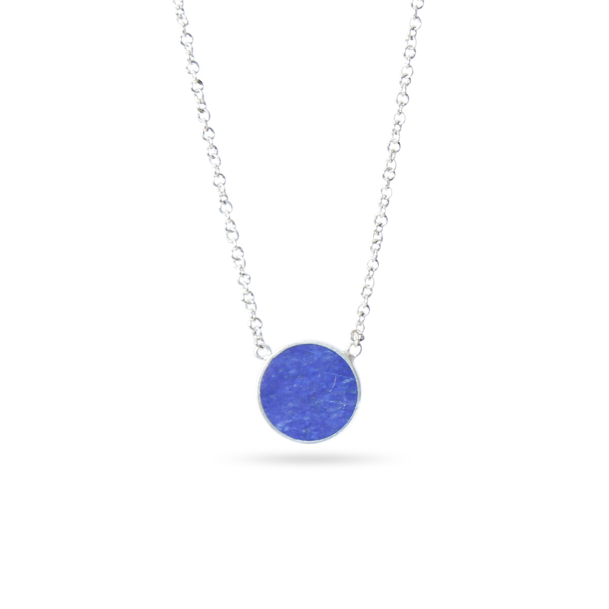 Lapis Stone Round Jewelry Set | Silver Pendant & Earrings
