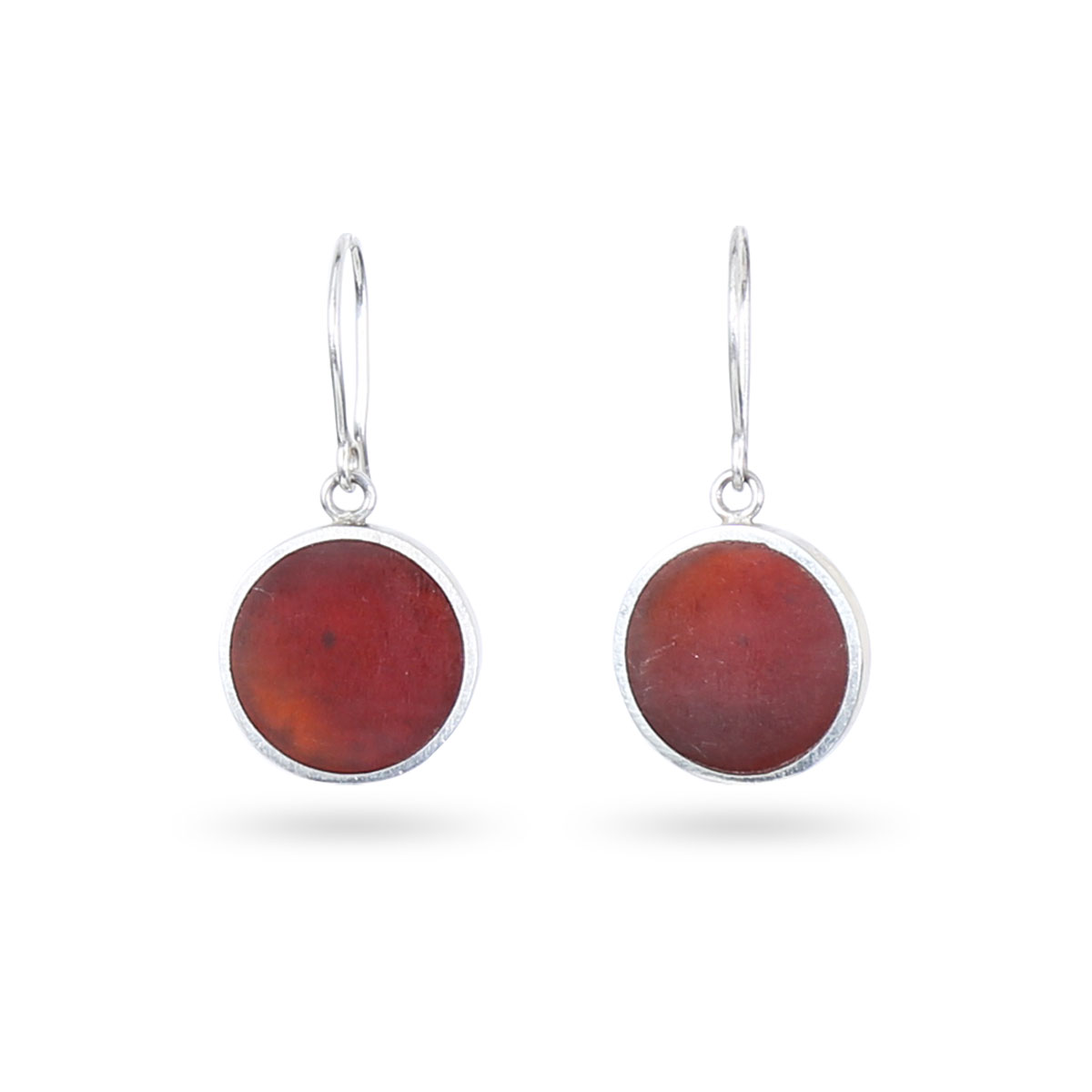 Red Agate Dangle Earrings | Silver Wire-Hook Earrings