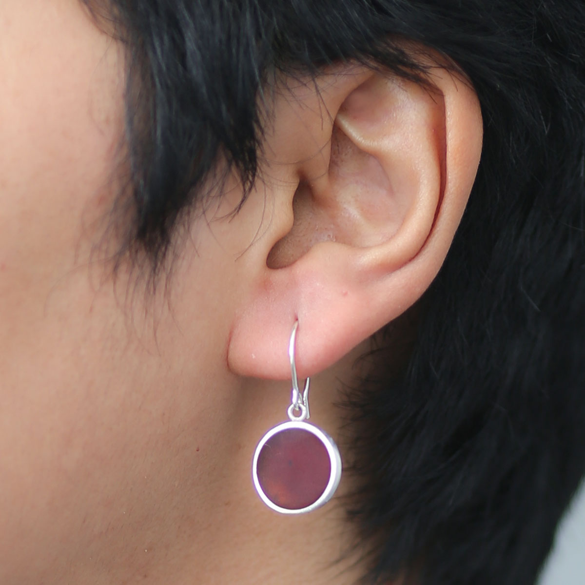 Red Agate Dangle Earrings | Silver Wire-Hook Earrings