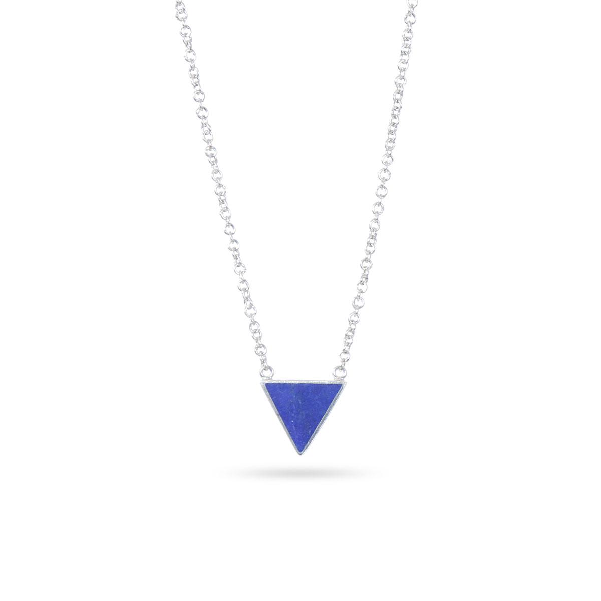 Lapis Stone Triangle Jewelry Set | Silver Triangle Pendant & Earrings