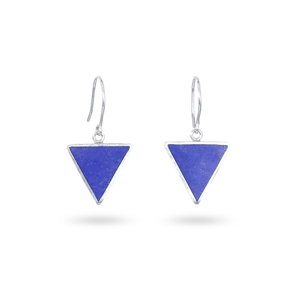 Lapis Stone Triangle Jewelry Set | Silver Triangle Pendant & Earrings