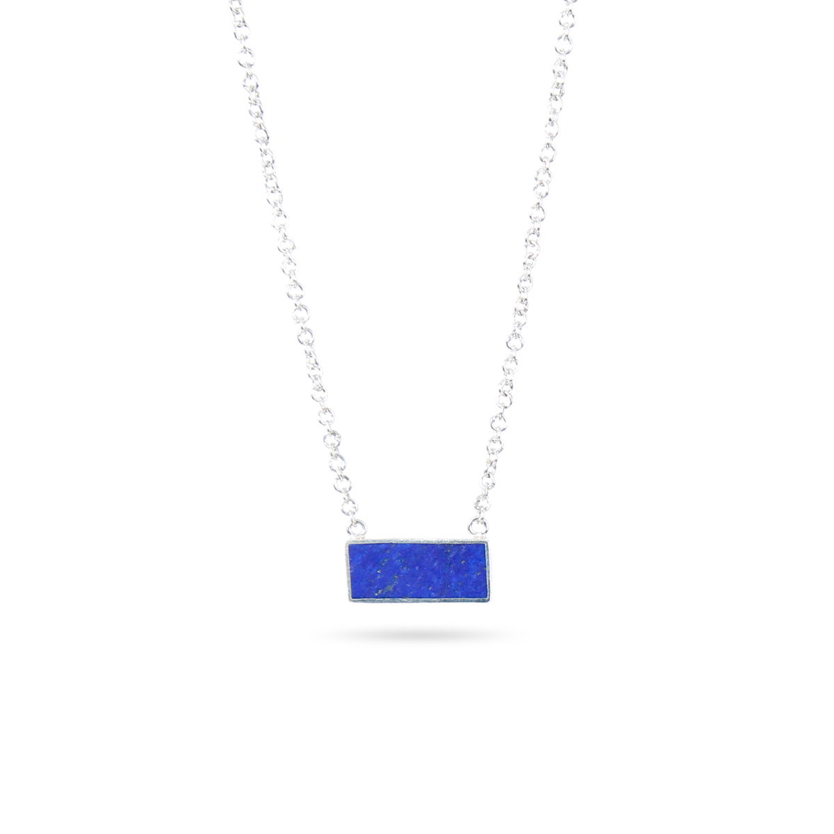 Lapis Lazuli Jewelry Set | Silver Rectangle Style Pendant & Earrings