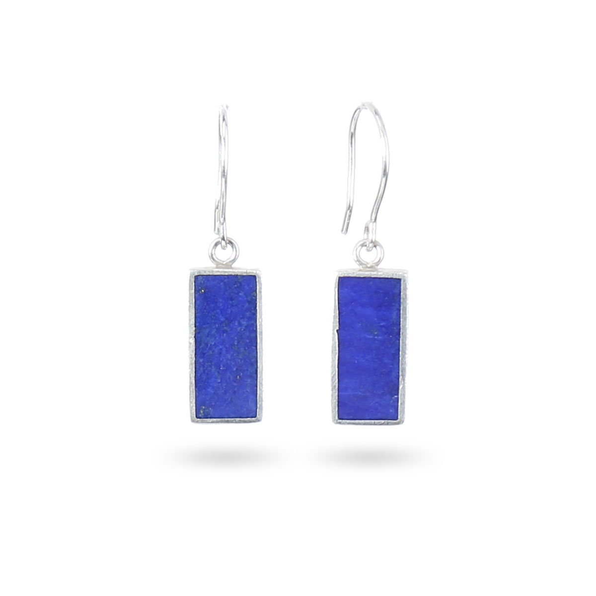 Lapis Lazuli Jewelry Set | Silver Rectangle Style Pendant & Earrings