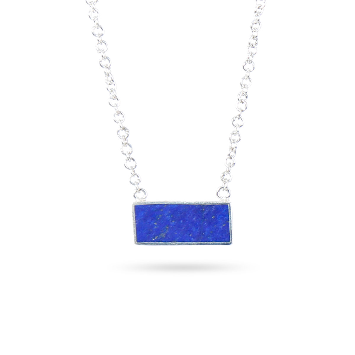 Lapis Lazuli Rectangle Pendant | Silver Drop Locket