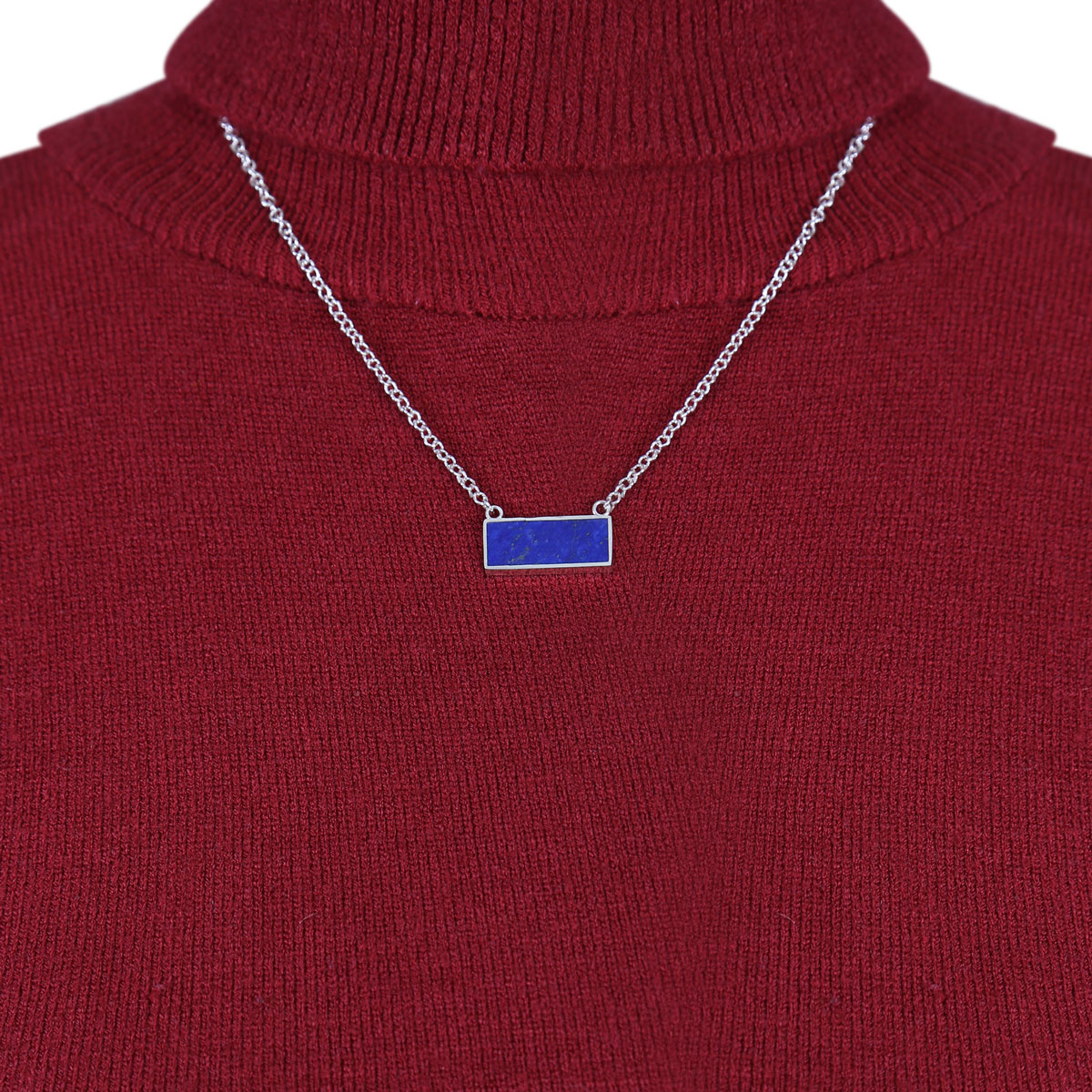 Lapis Lazuli Rectangle Pendant | Silver Drop Locket