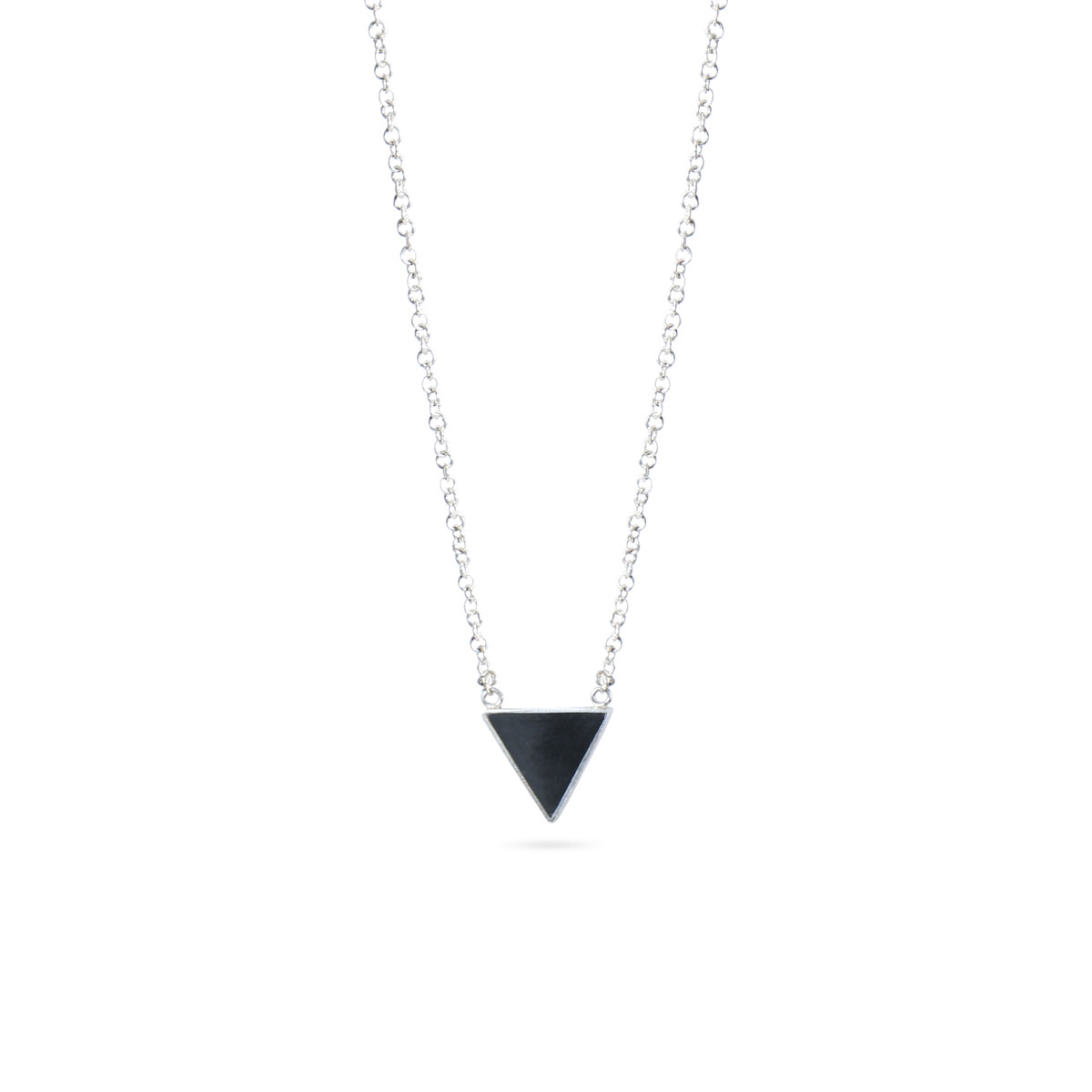 Black Tourmaline Drop Necklace | Silver Triangle Locket 