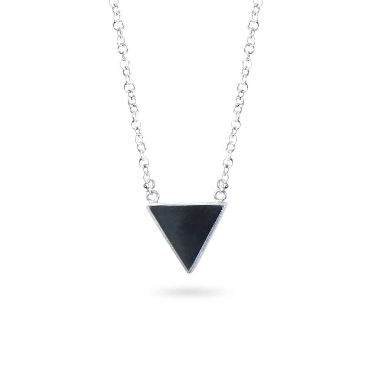 Black Tourmaline Drop Necklace | Silver Triangle Locket 