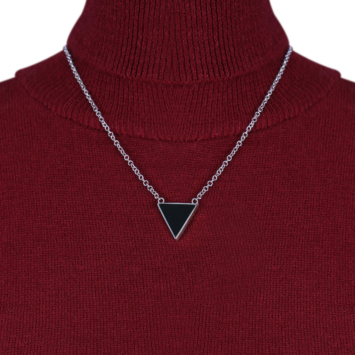 Black Tourmaline Drop Necklace | Silver Triangle Locket 