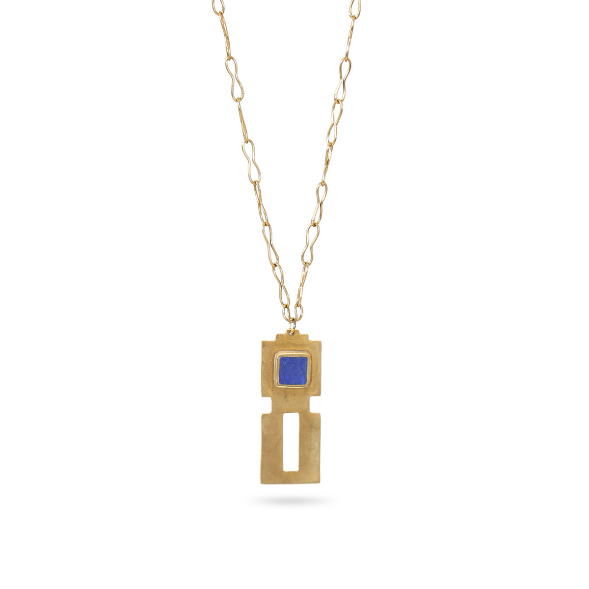 Lapis Antique Design Brass Necklace | Gold Plated Chain Locket 