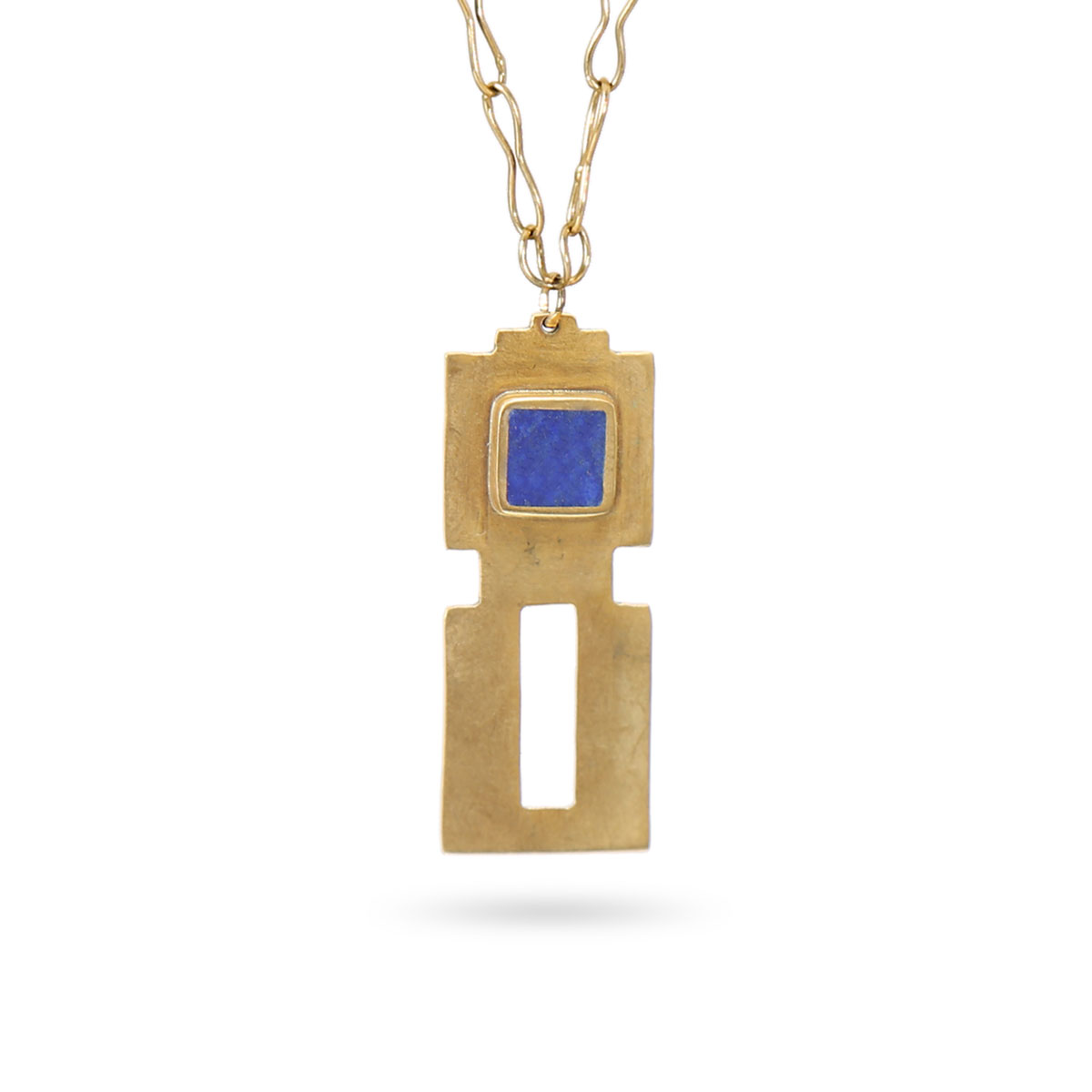 Lapis Antique Design Brass Necklace | Gold Plated Chain Locket 